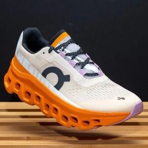 On Women's Cloudmonster Shoes Orange White Sneakers Girls New Hot Trending 2024